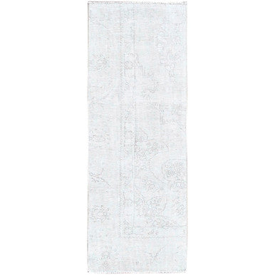Overdyed & Vintage Wool Hand Knotted Rug Ivory No Border 2.2X5.10 -O0228