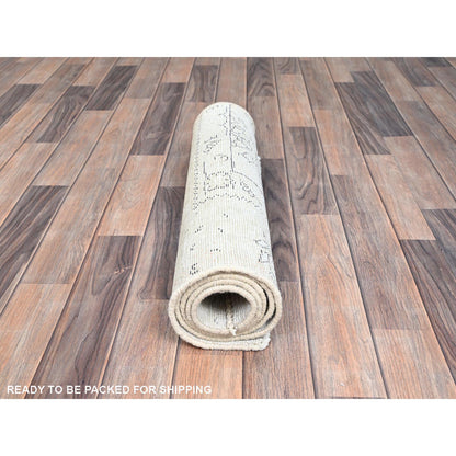 Overdyed & Vintage Wool Hand Knotted Rug Ivory No Border 2.2X5.10 -O0228