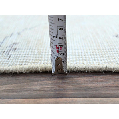 Overdyed & Vintage Wool Hand Knotted Rug Ivory No Border 2.2X5.10 -O0228