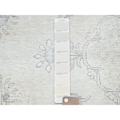 Overdyed & Vintage Wool Hand Knotted Rug Ivory No Border 2.5X7.6 -O0230