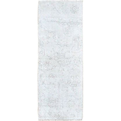 Overdyed & Vintage Wool Hand Knotted Rug Ivory No Border 2.2X5.10 -O0231