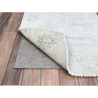 Overdyed & Vintage Wool Hand Knotted Rug Ivory No Border 2.2X5.10 -O0231