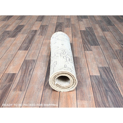 Overdyed & Vintage Wool Hand Knotted Rug Ivory No Border 2.2X5.10 -O0231