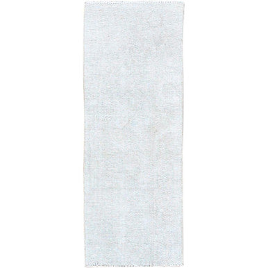 Overdyed & Vintage Wool Hand Knotted Rug Ivory No Border 2.1X5.9 -O0232