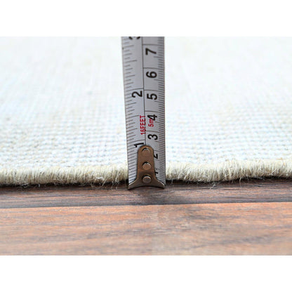 Overdyed & Vintage Wool Hand Knotted Rug Ivory No Border 2.1X5.9 -O0232