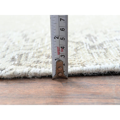 Overdyed & Vintage Wool Hand Knotted Rug Ivory No Border 2.9X10.0 -O0233