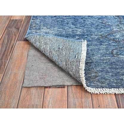 Overdyed & Vintage Wool Hand Knotted Rug Blue No Border 3.1X5.1 -O0234