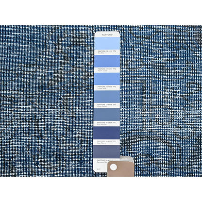 Overdyed & Vintage Wool Hand Knotted Rug Blue No Border 3.1X5.1 -O0234