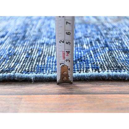 Overdyed & Vintage Wool Hand Knotted Rug Blue No Border 3.1X5.1 -O0234