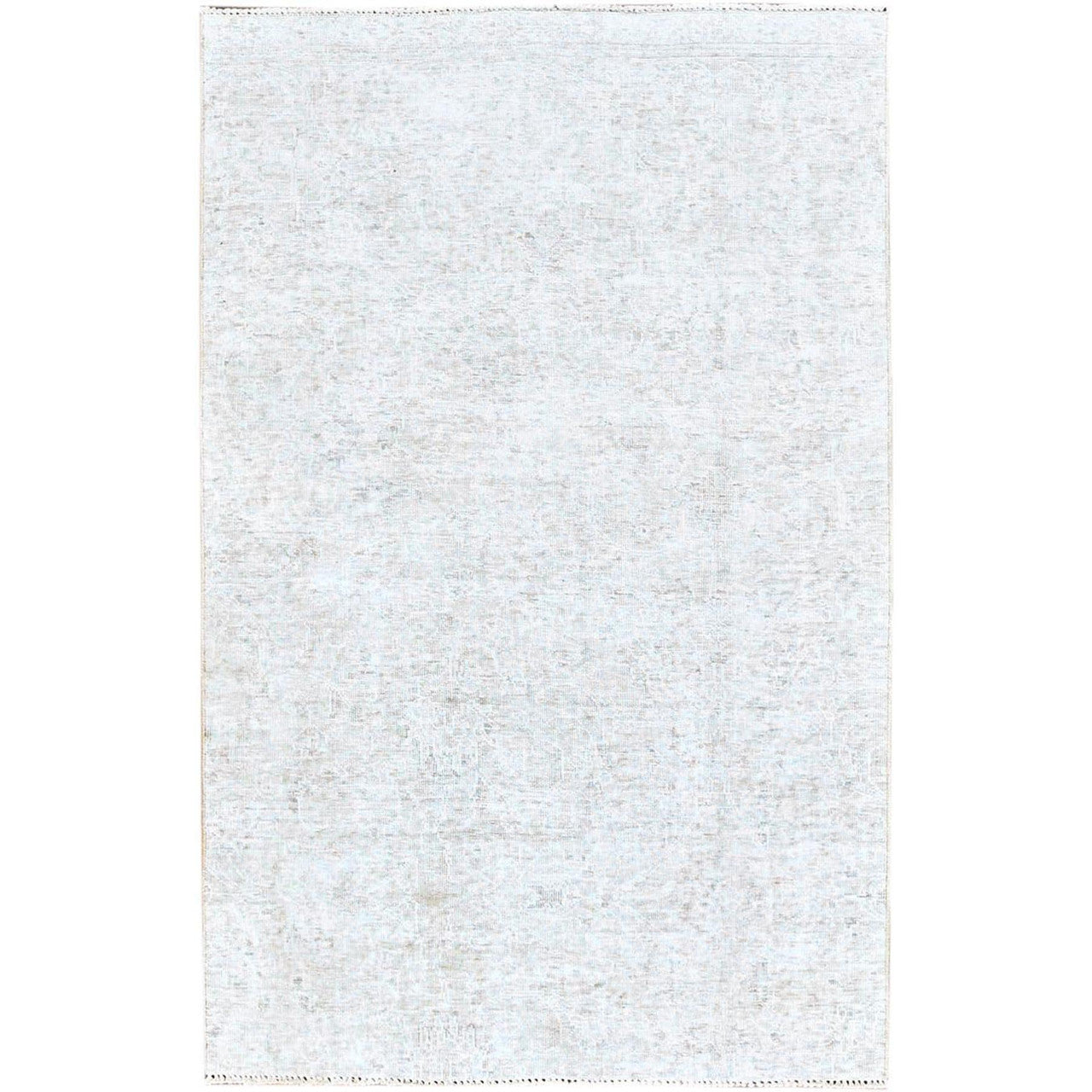 Overdyed & Vintage Wool Hand Knotted Rug Ivory No Border 3.11X6.2 -O0235