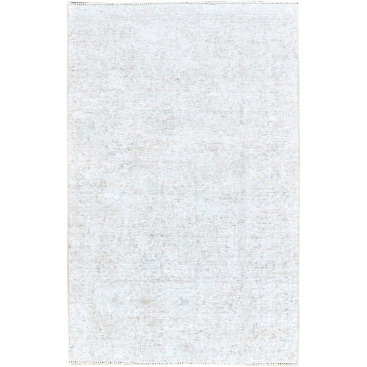Overdyed & Vintage Wool Hand Knotted Rug Ivory No Border 3.11X6.2 -O0235