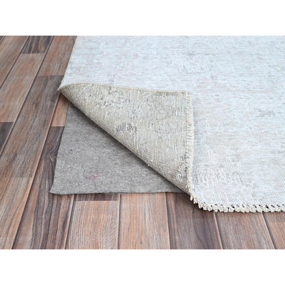 Overdyed & Vintage Wool Hand Knotted Rug Ivory No Border 3.11X6.2 -O0235
