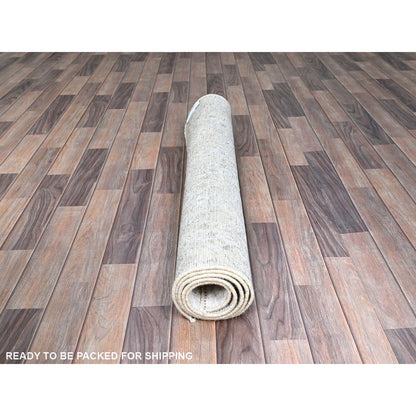 Overdyed & Vintage Wool Hand Knotted Rug Ivory No Border 3.11X6.2 -O0235