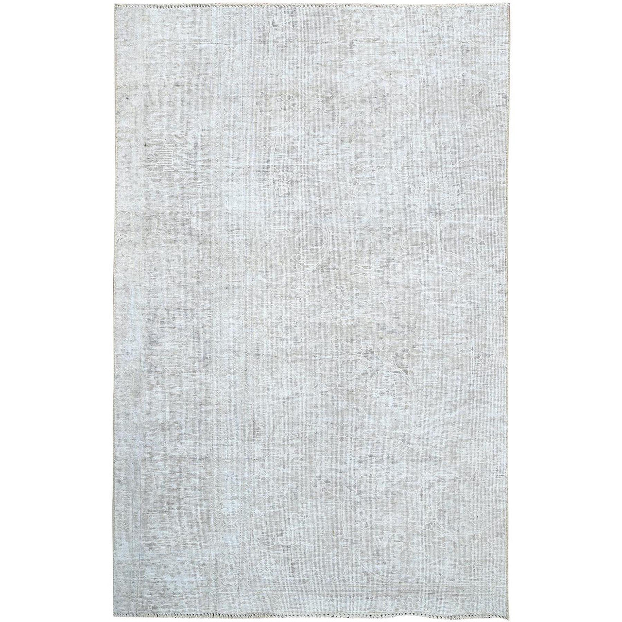 Overdyed & Vintage Wool Hand Knotted Rug Ivory No Border 3.9X6.1 -O0236