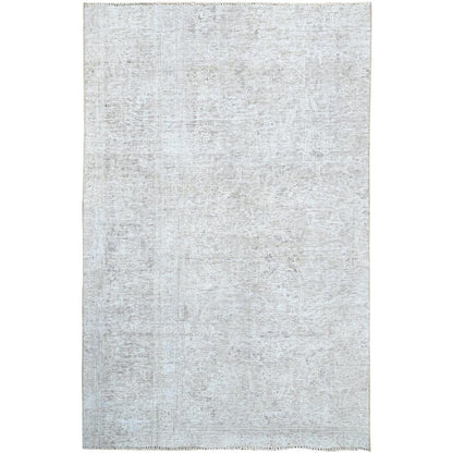 Overdyed & Vintage Wool Hand Knotted Rug Ivory No Border 3.9X6.1 -O0236