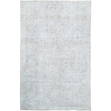 Overdyed & Vintage Wool Hand Knotted Rug Ivory No Border 3.9X6.1 -O0236