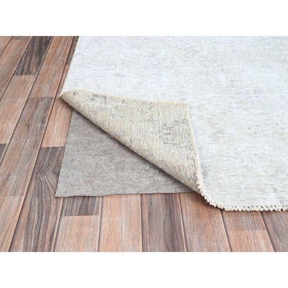 Overdyed & Vintage Wool Hand Knotted Rug Ivory No Border 3.9X6.1 -O0236
