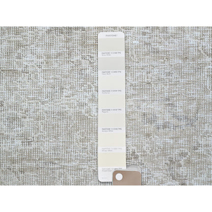 Overdyed & Vintage Wool Hand Knotted Rug Ivory No Border 3.9X6.1 -O0236
