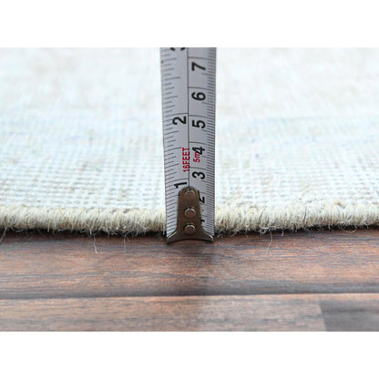 Overdyed & Vintage Wool Hand Knotted Rug Ivory No Border 3.9X6.1 -O0236