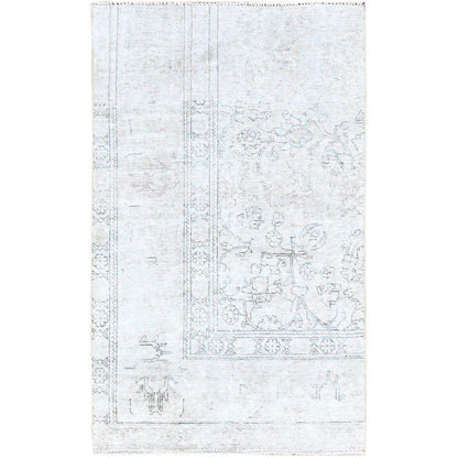 Overdyed & Vintage Wool Hand Knotted Rug Ivory No Border 3.2X5.2 -O0237