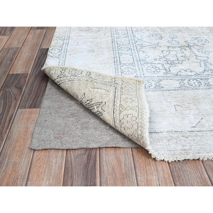 Overdyed & Vintage Wool Hand Knotted Rug Ivory No Border 3.2X5.2 -O0237