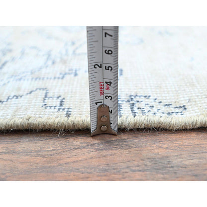 Overdyed & Vintage Wool Hand Knotted Rug Ivory No Border 3.2X5.2 -O0237