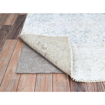 Overdyed & Vintage Wool Hand Knotted Rug Ivory No Border 3.1X5.2 -O0238