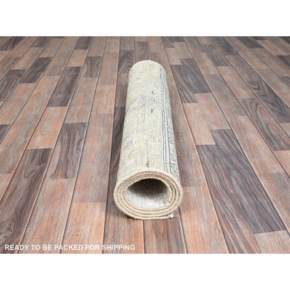 Overdyed & Vintage Wool Hand Knotted Rug Ivory No Border 3.1X5.2 -O0238