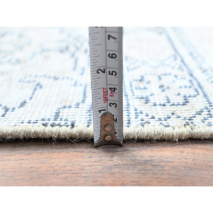 Overdyed & Vintage Wool Hand Knotted Rug Ivory No Border 3.1X5.2 -O0238