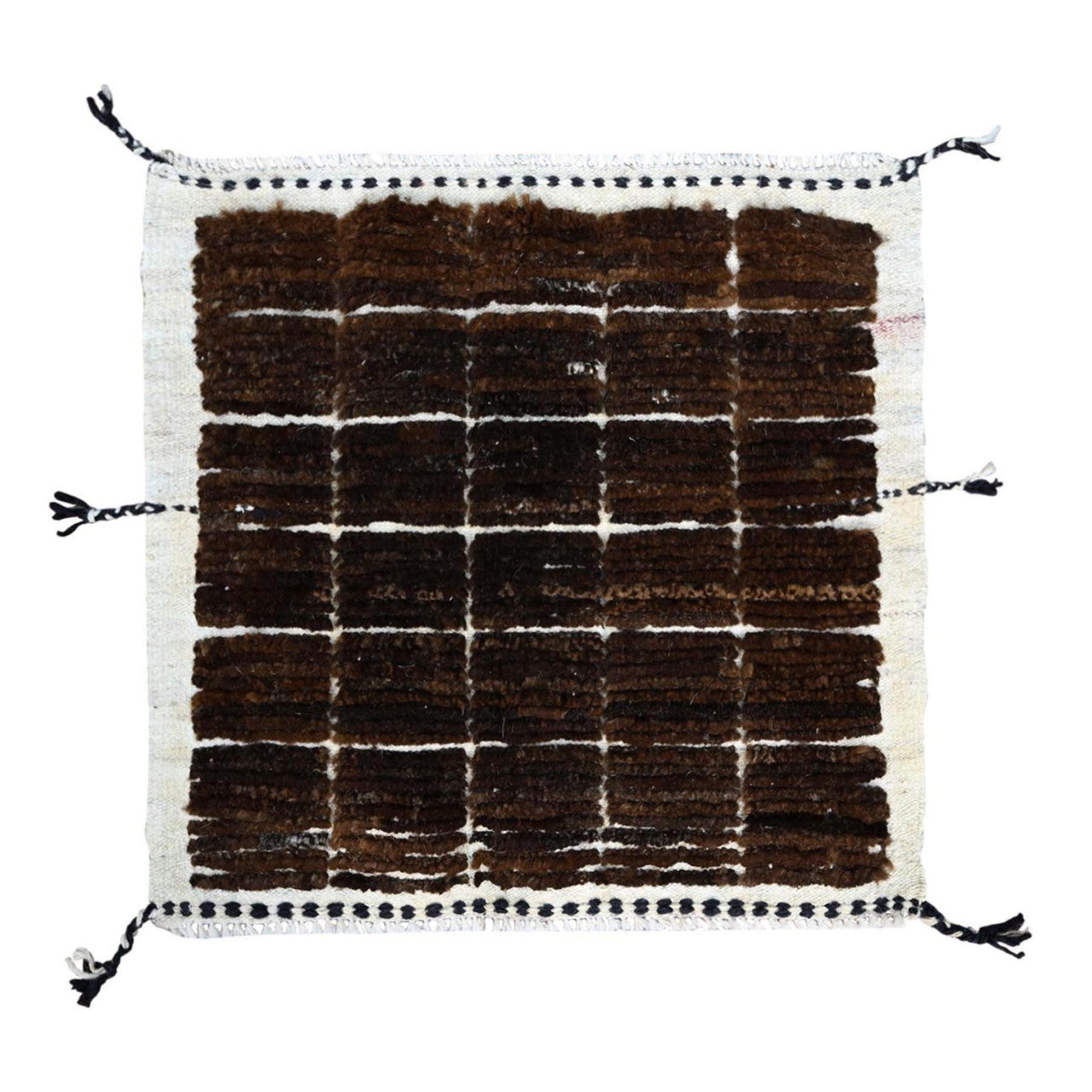 Brown 1'8" x 2'0" Tribal & Geometric Hand knotted Wool Rug - Sku: O0245