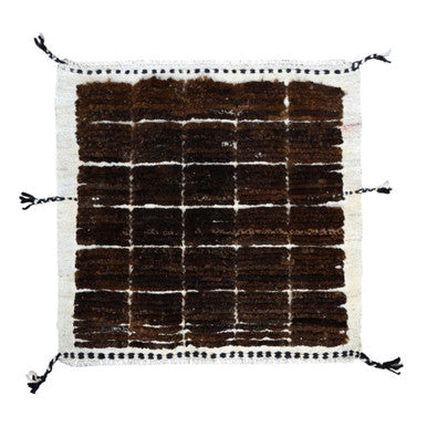 Tribal & Geometric Wool Hand Knotted Rug Brown Ivory 1.8X2.0 -O0245