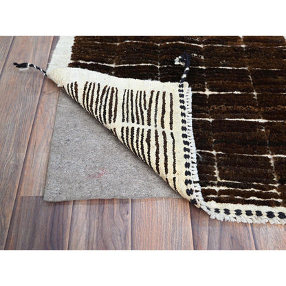 Tribal & Geometric Wool Hand Knotted Rug Brown Ivory 1.8X2.0 -O0245