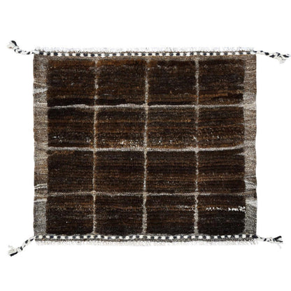 Tribal & Geometric Wool Hand Knotted Rug Brown Taupe 1.8X2.0 -O0246