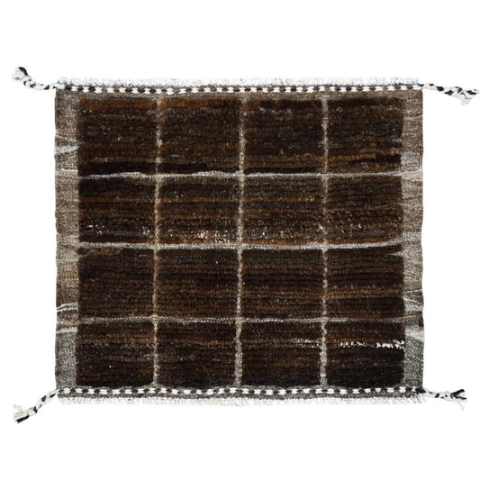 Tribal & Geometric Wool Hand Knotted Rug Brown Taupe 1.8X2.0 -O0246
