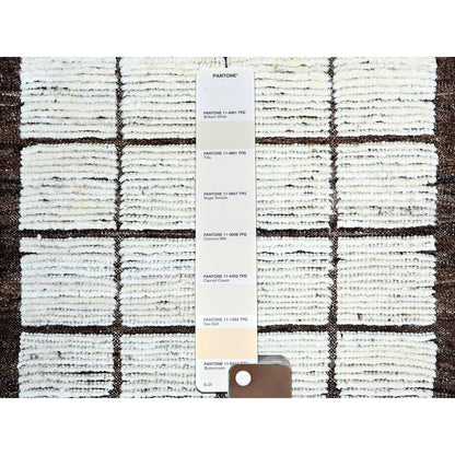 Tribal & Geometric Wool Hand Knotted Rug Ivory Brown 1.8X2.0 -O0247