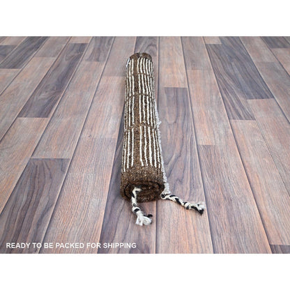 Tribal & Geometric Wool Hand Knotted Rug Ivory Brown 1.8X2.0 -O0247