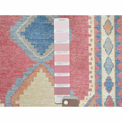 Tribal & Geometric Wool Hand Knotted Rug Pink Ivory 2.9X4.9 -O0249