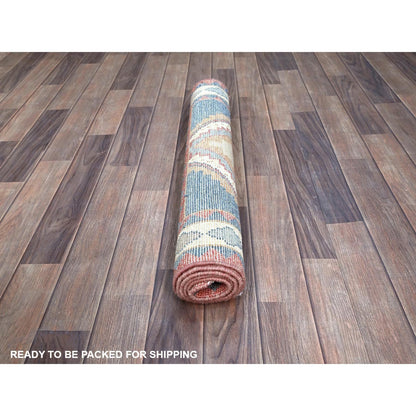 Tribal & Geometric Wool Hand Knotted Rug Pink Ivory 2.9X4.9 -O0249