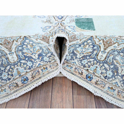 Overdyed & Vintage Wool Hand Knotted Rug Blue Denim Blue 7.2X10.1 -O0250
