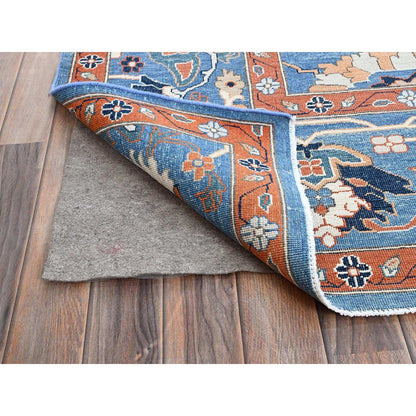 Oushak And Peshawar Wool Hand Knotted Rug Blue Blue 9.2X12.8 -O0251