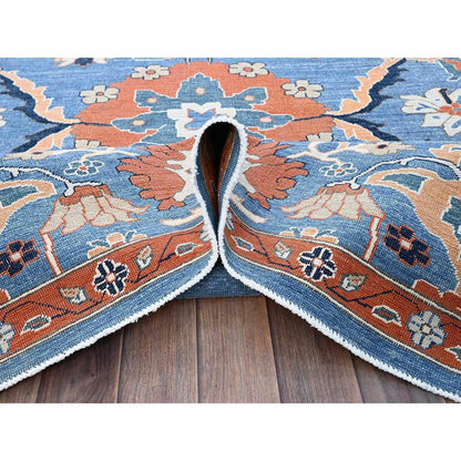 Oushak And Peshawar Wool Hand Knotted Rug Blue Blue 9.2X12.8 -O0251