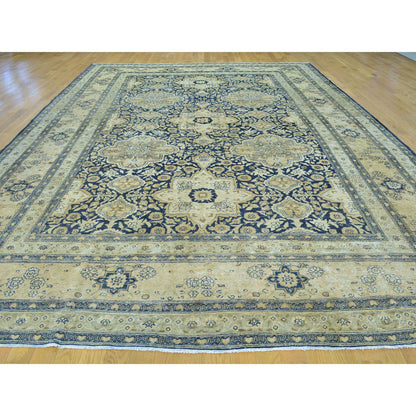 Persian Wool Hand Knotted Rug Blue Beige 9.5X14.0 -O025861