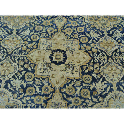 Persian Wool Hand Knotted Rug Blue Beige 9.5X14.0 -O025861