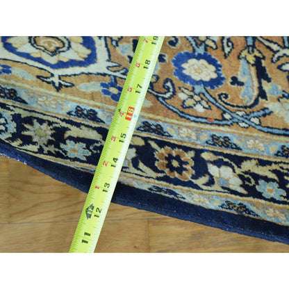 Antique Wool Hand Knotted Rug Blue Gold 10.10X17.0 -O026426