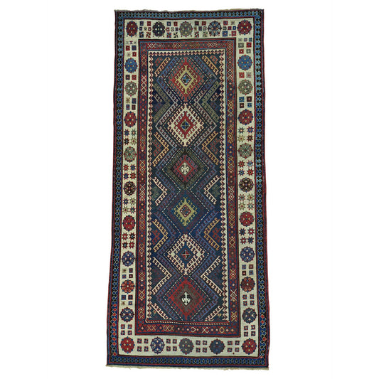Antique Wool Hand Knotted Rug Multicolored Beige 4.0X9.0 -O028228