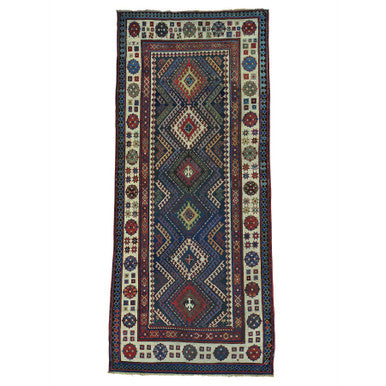 Antique Wool Hand Knotted Rug Multicolored Beige 4.0X9.0 -O028228