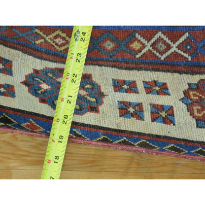 Antique Wool Hand Knotted Rug Multicolored Beige 4.0X9.0 -O028228