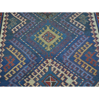 Antique Wool Hand Knotted Rug Multicolored Beige 4.0X9.0 -O028228