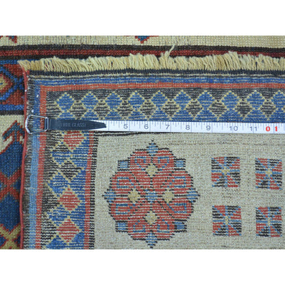 Antique Wool Hand Knotted Rug Multicolored Beige 4.0X9.0 -O028228