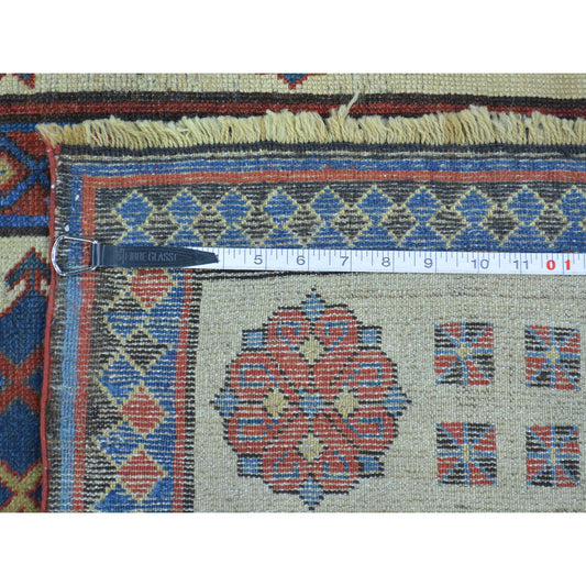 Antique Wool Hand Knotted Rug Multicolored Beige 4.0X9.0 -O028228